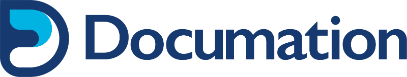 Documation company logo featuring bold blue lettering.