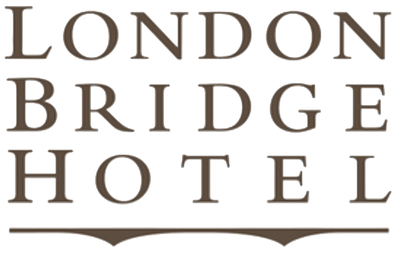 London Bridge Hotel logo in elegant serif typography.