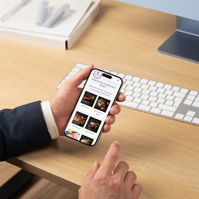 Mobile phone mockup displaying the Owtons website homepage.
