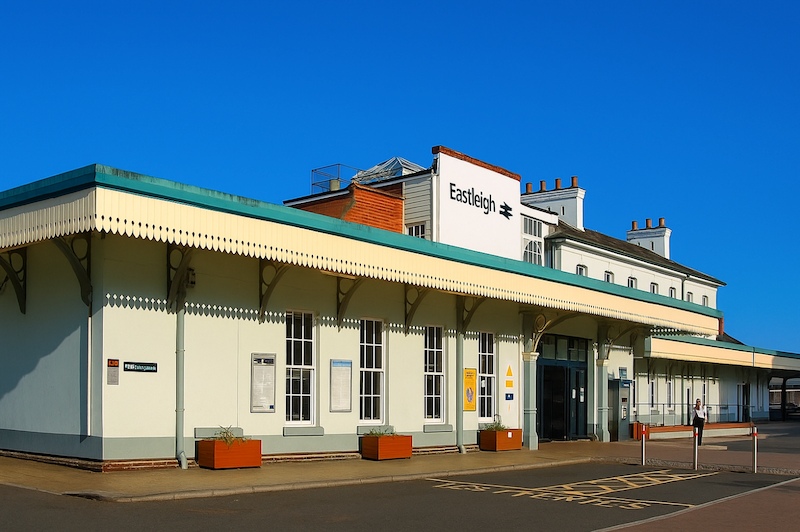 Illustrated aerial view of Eastleigh town created using AI artwork.